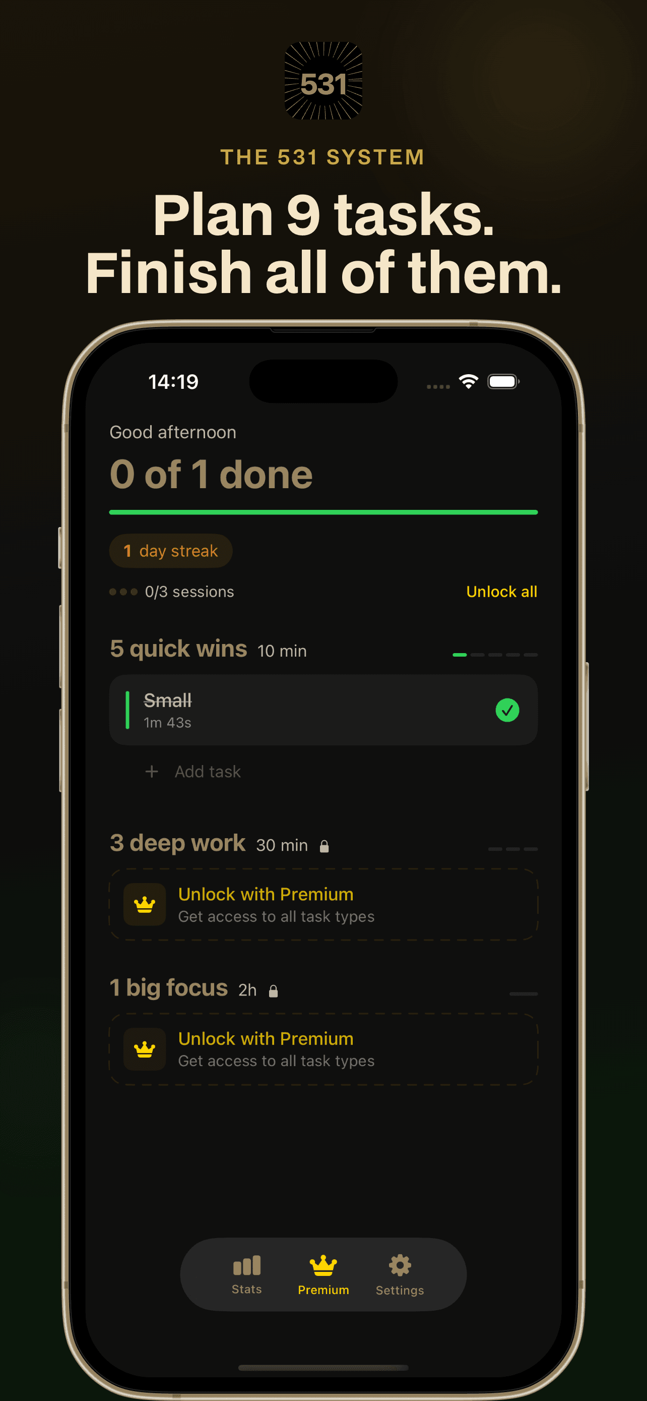 531 Focus mobile app preview