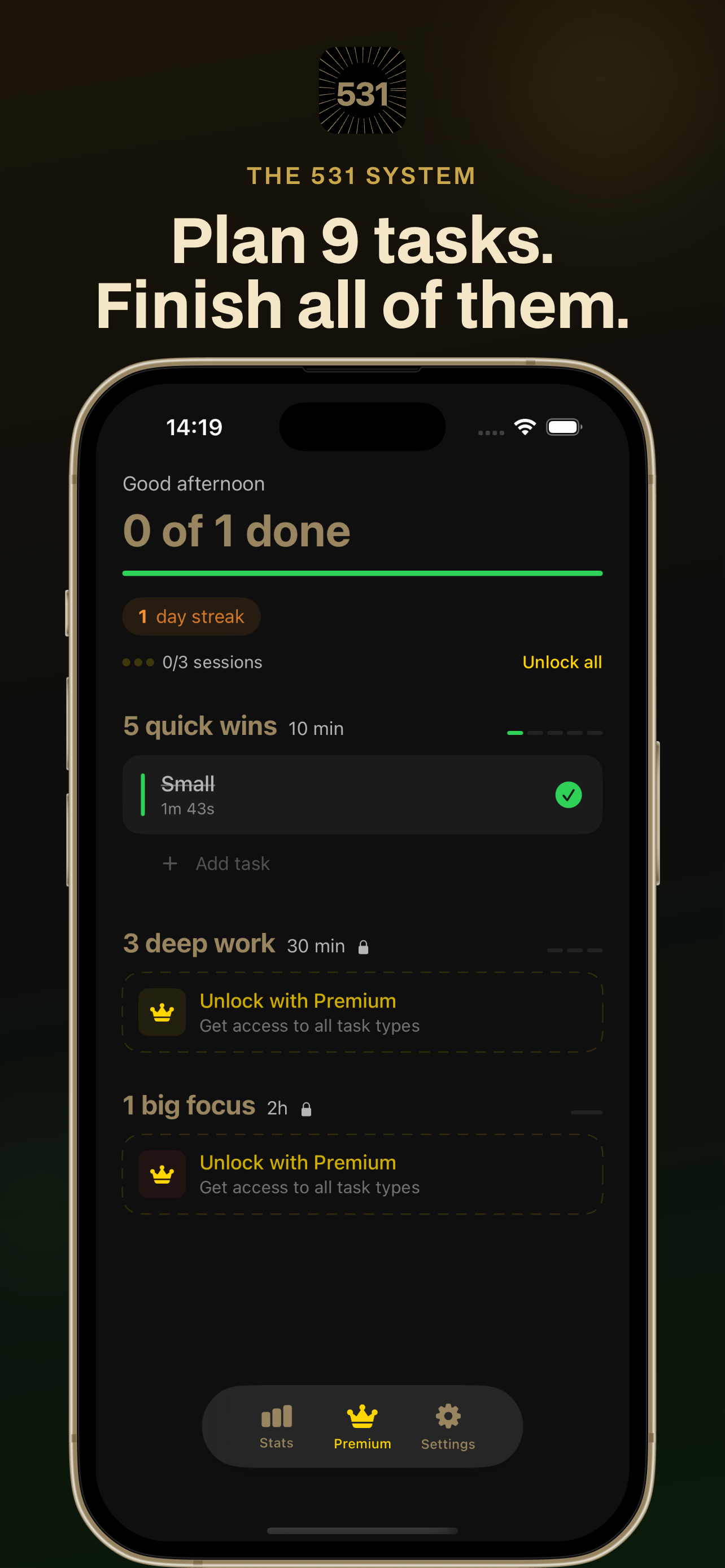 531 Focus mobile app preview